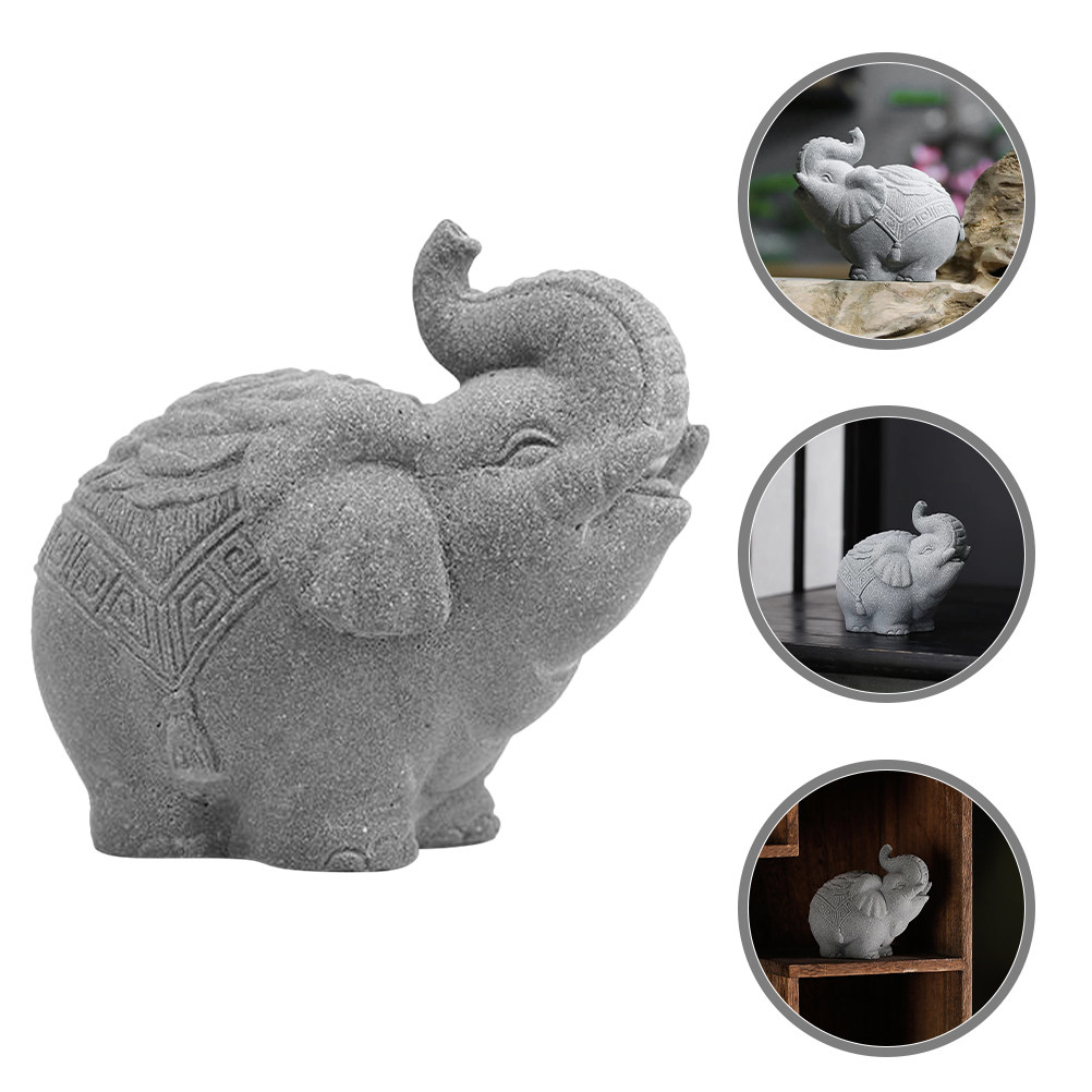 Bonsai Garden Display - Sandstone Elephant Statue Handcrafted Decorative Sculpture