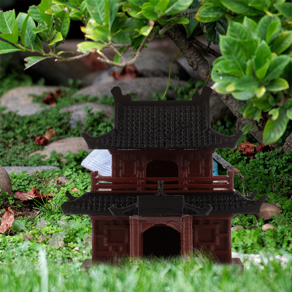 Bonsai Garden Display - Miniature Pagoda Statue Handcrafted Chinese Pavilion