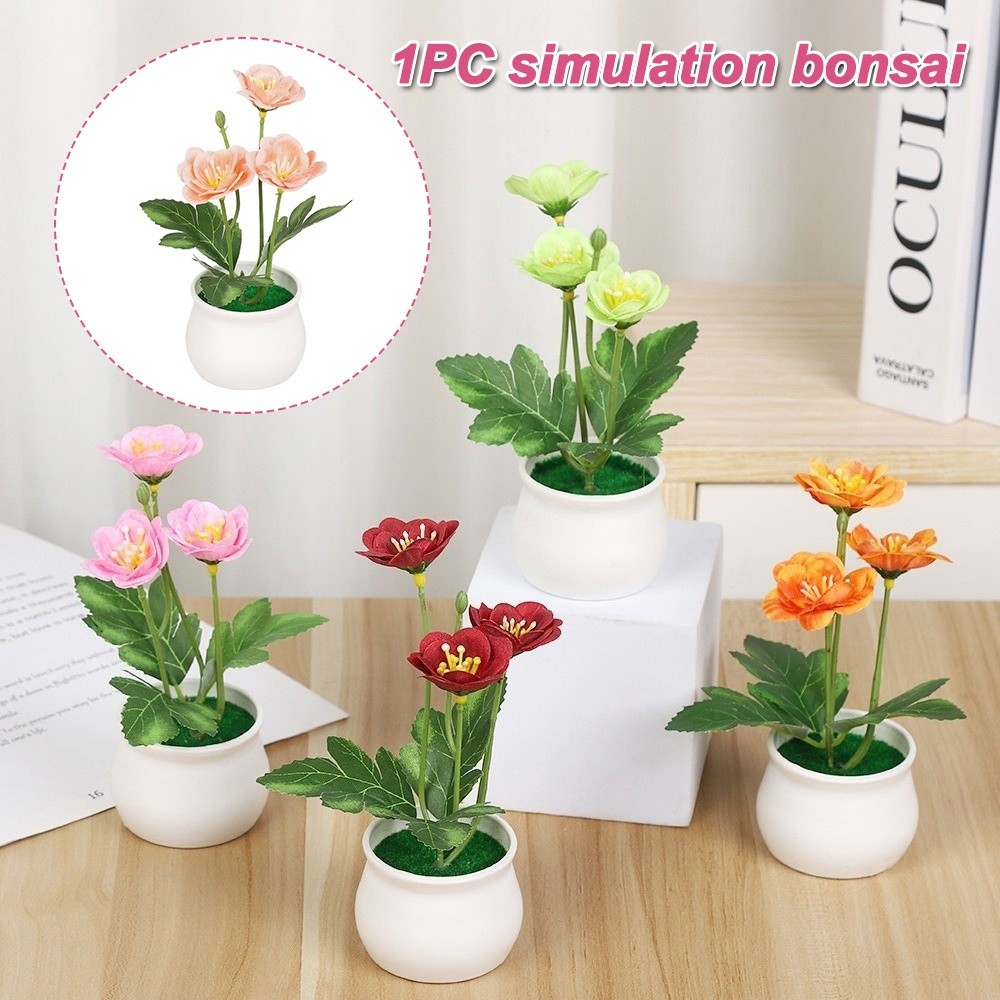 Bonsai Garden Display - Plum Blossom Plant Artificial Flower Counter