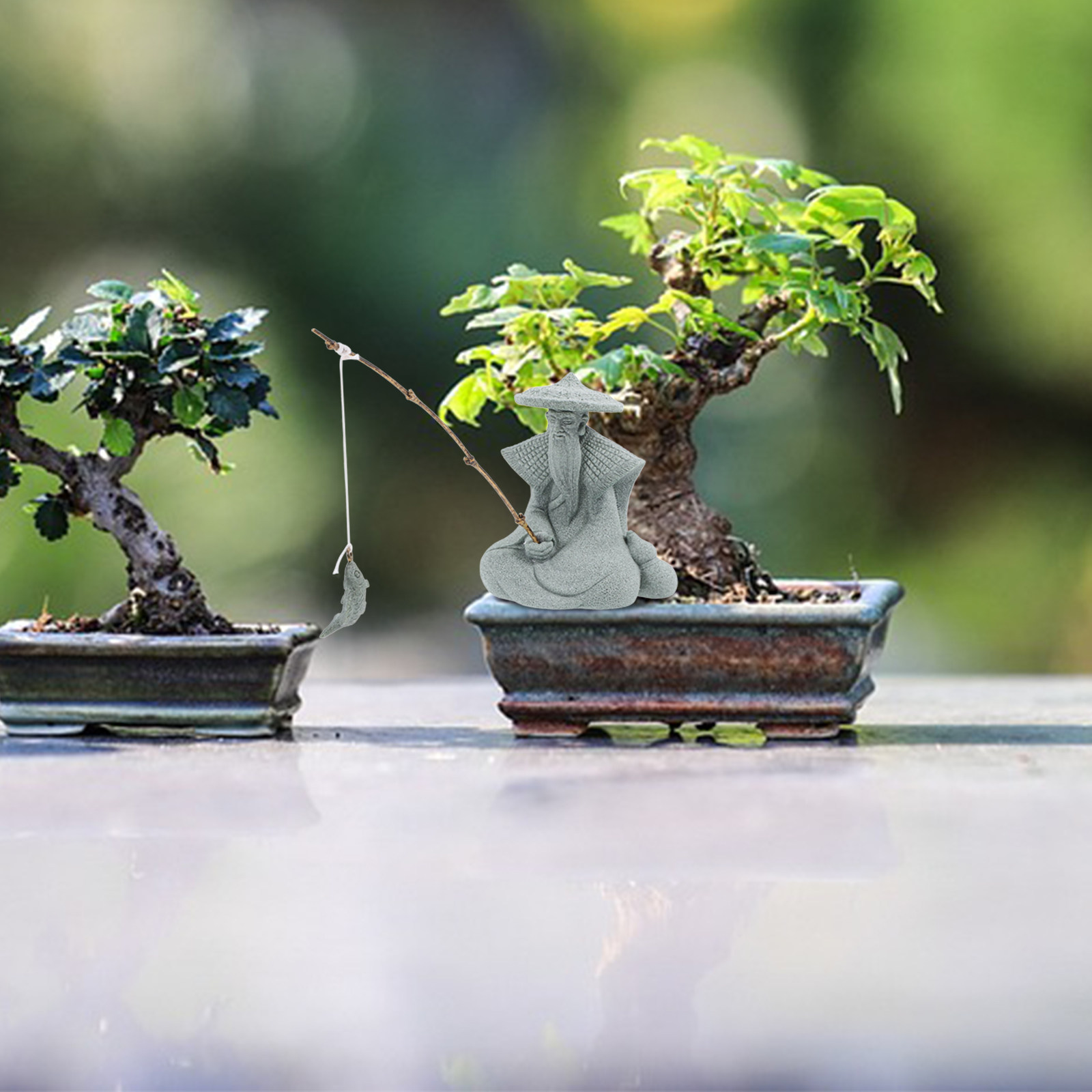 Resin Fisherman Statue Chinese - Bonsai Garden Display recension och pris