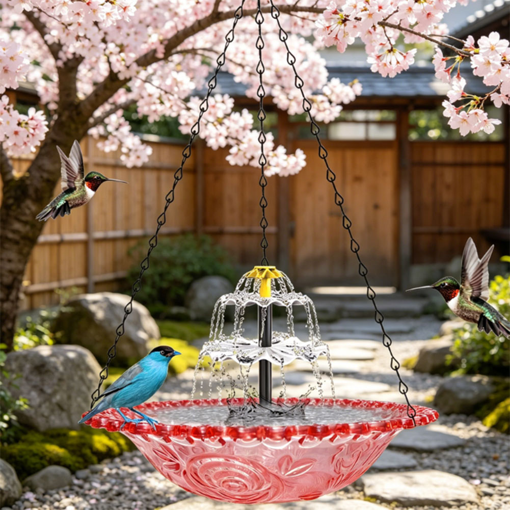 Solar Powered Hanging Birdbath - Bonsai Garden Backyard recension och pris